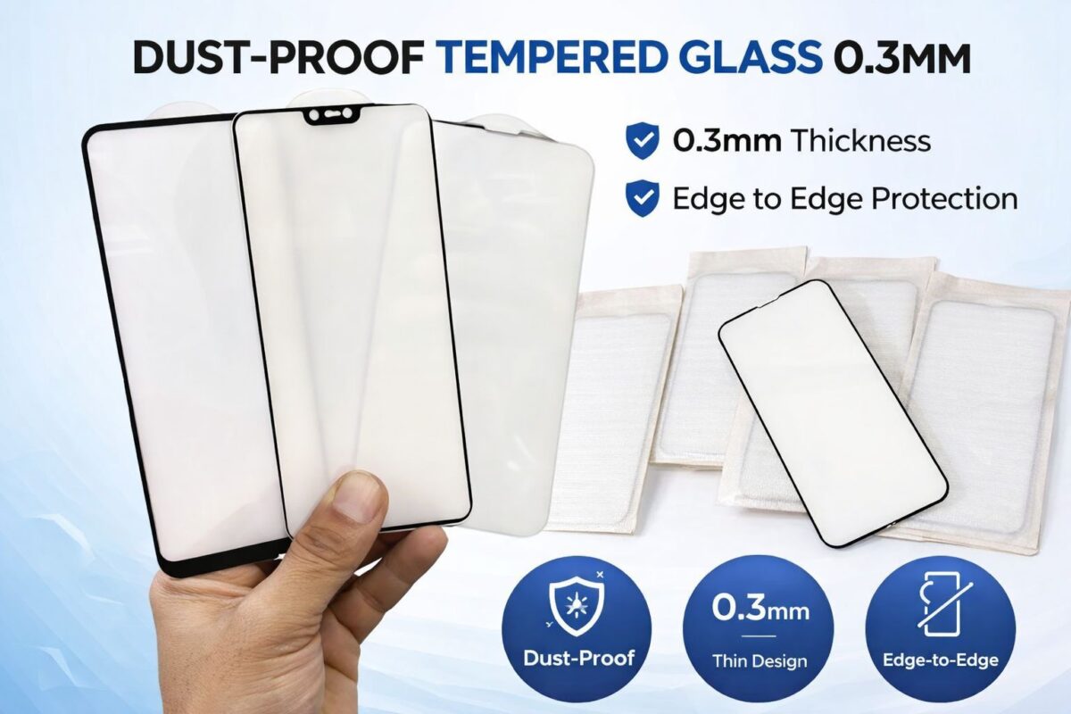 🔹 DUST-PROOF TEMPERED GLASS 0.3MM 🔹 Premium quality 0.3mm ultra-thin tempered glass with full edge-to-edge coverage. ✔ Dust-Proof Design ✔ Strong & Scratch Resistant ✔ Smooth Touch & HD Clarity ✔ Easy Installatio