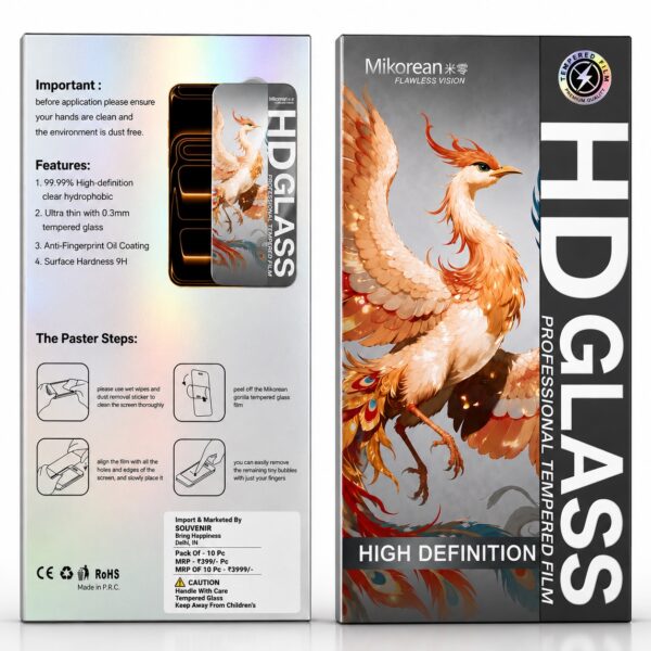Mikorean HD Glass Professional Tempered Film – Premium 9H Screen Protector with Ultra HD Clarity & Bubble-Free Installation