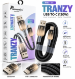 Primeonics TRANZY Fast Charging Braided Data Cable – 120W C to C / 120W USB to C / 30W C to iOS – 1.1M