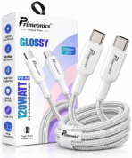 Primeonics PRI-114, Primeonics Type C to Type C cable, 120W C to C charging cable, USB C fast charging cable, nylon braided Type C cable, glossy USB C cable, 1.1 meter USB C cable, 120W charging cable wholesale, Primeonics wholesale distributor, Gaffarwala mobile accessories