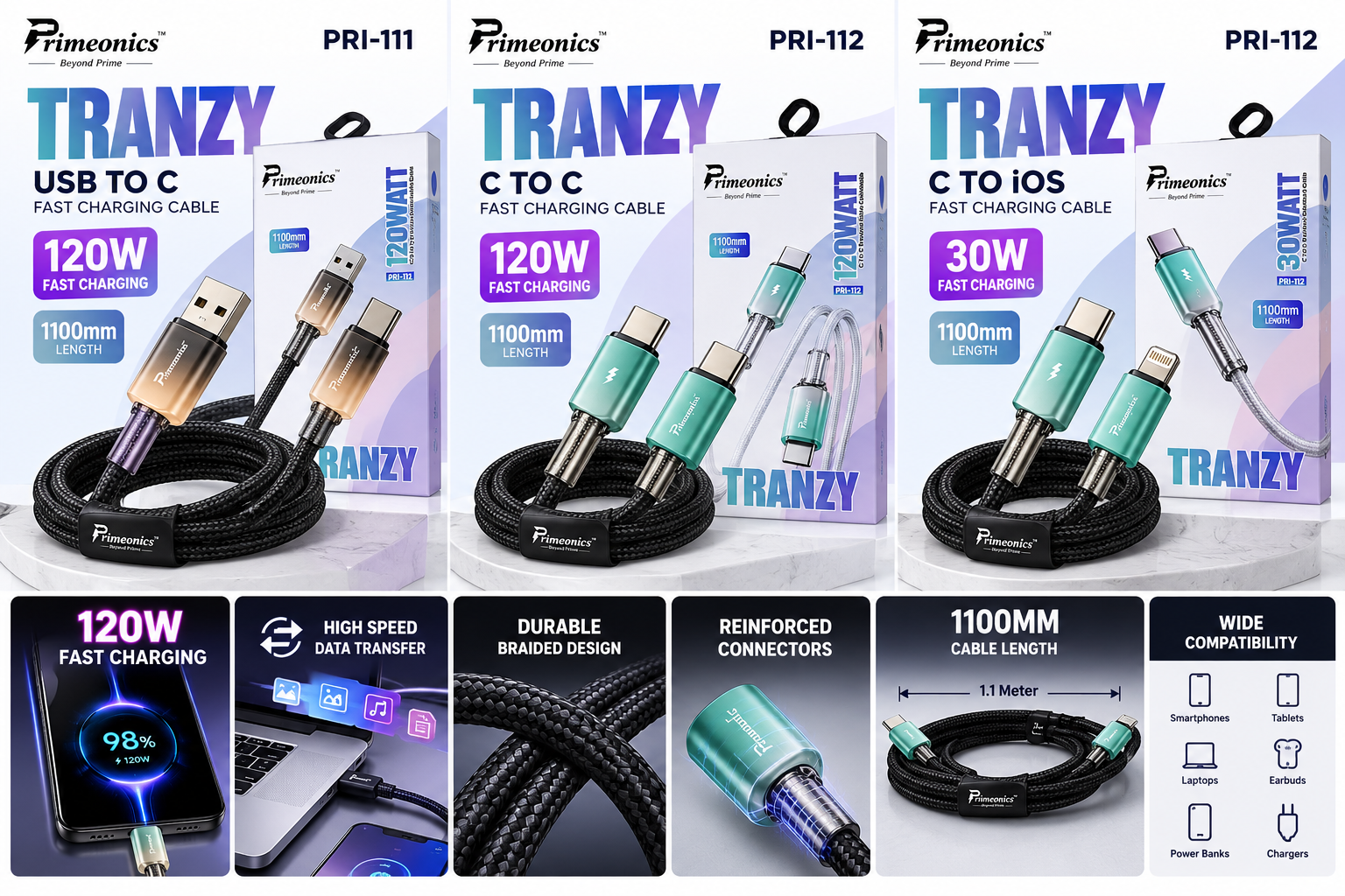 Primeonics Tranzy Cable Collection Primeonics Tranzy Cable Collection
