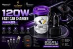 Souvenir 120W Fast Car Charger with 3-in-1 Charging Cable